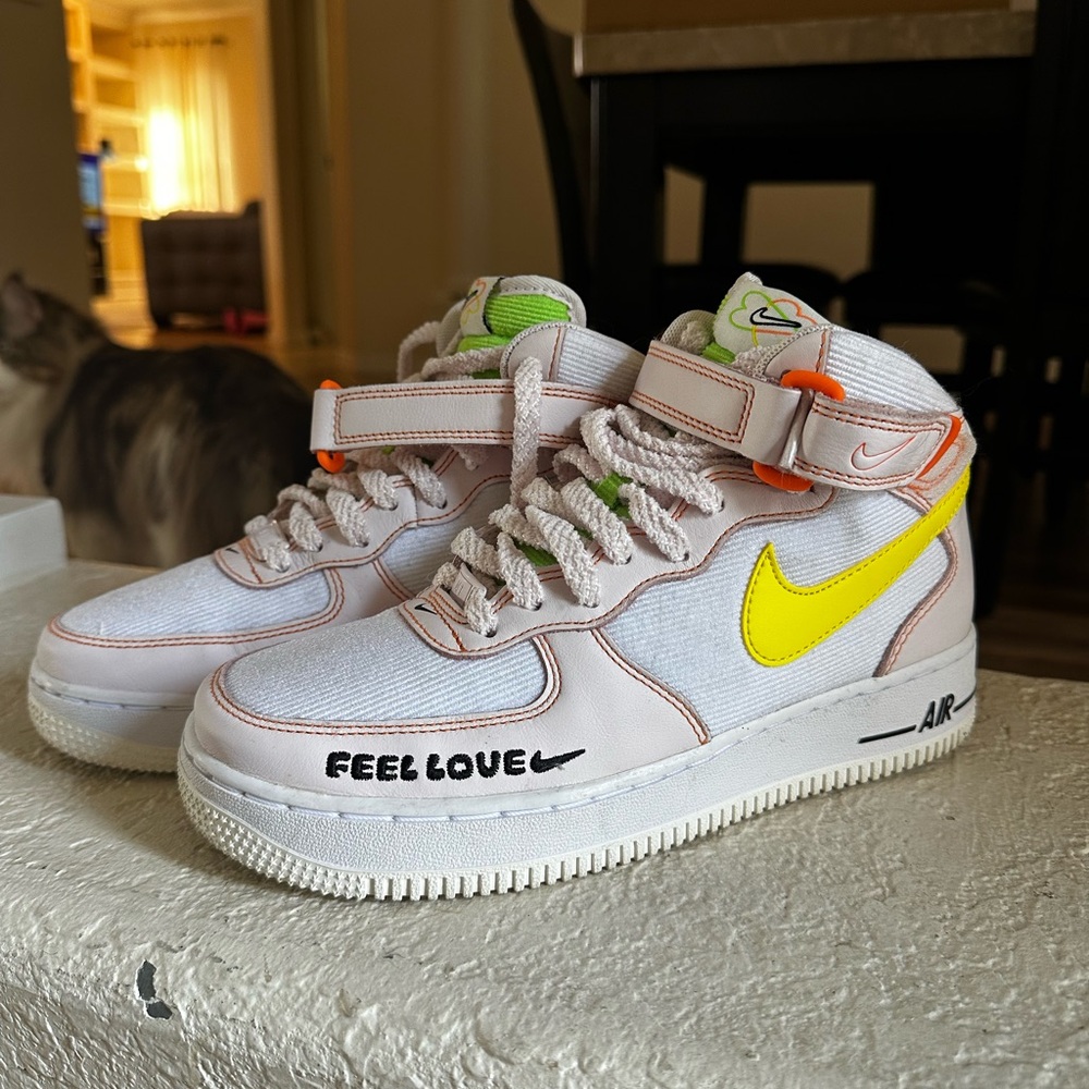 Nike Women's Air Athletic Shoes - White and Yellow